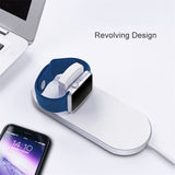 Fashion 2 in 1 Fast Wireless USB Pad Phone Adapter Qi Wireless Charger Fast Charging for Apple Watch 3 iPhone X 8 Plus white