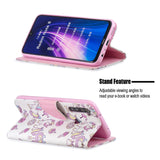 For Redmi Note 8/8 Pro Cellphone Cover Stand Function Wallet Design PU Leather Smartphone Shell Elegant Pattern Printed  Ice cream unicorn