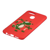 For OPPO A7 Cartoon Lovely Coloured Painted Soft TPU Back Cover Non-slip Shockproof Full Protective Case with Lanyard red