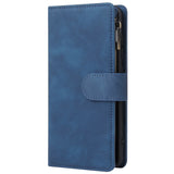 For Samsung A51 Case Smartphone Shell Precise Cutouts Zipper Closure Wallet Design Overall Protection Phone Cover  Blue