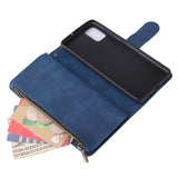For Samsung A51 Case Smartphone Shell Precise Cutouts Zipper Closure Wallet Design Overall Protection Phone Cover  Blue
