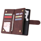 For Samsung A51 Case Smartphone Shell Precise Cutouts Zipper Closure Wallet Design Overall Protection Phone Cover  Coffee
