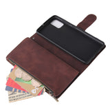 For Samsung A51 Case Smartphone Shell Precise Cutouts Zipper Closure Wallet Design Overall Protection Phone Cover  Coffee