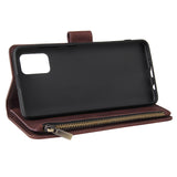 For Samsung A51 Case Smartphone Shell Precise Cutouts Zipper Closure Wallet Design Overall Protection Phone Cover  Coffee