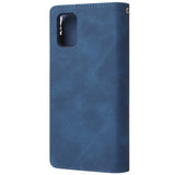 For Samsung A51 Case Smartphone Shell Precise Cutouts Zipper Closure Wallet Design Overall Protection Phone Cover  Blue