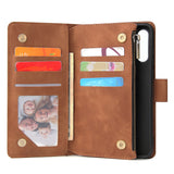 For HUAWEI P30 HUAWEI P30 lite HUAWEI P30 pro Multi-card Bracket Coin Wallet Zipper Mobile Phone PU Leather Phone Case  4 brown