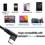 L Shaped Angle Head Type-C Charging Cable Data Transmission Cable Adapter 3 Meter for Phone black
