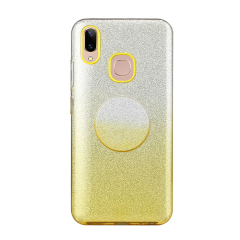 For VIVO Y91/Y93/Y95 with hole/V17/S1 Pro/Y95 Phone Case Gradient Color Glitter Powder Phone Cover with Airbag Bracket yellow