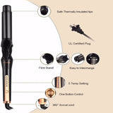 Curling Irons, O'Bella 5 in 1 Curling Wands, Metal Handle 0.5-1.25 Inch 5 Interchangeable Barrels, Hair Curler Set with Ceramic Tourmaline Coating, Dual Voltage, 5 Temp Setting for Any Hairstyle