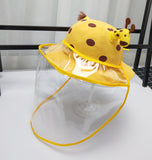 Kids Transparent TPU Detachable Protective Cover Anti-droplets Dustproof Sheild for Casual Hat blue edge_48-50CM