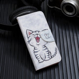 For Redmi Note 8/8 Pro Cellphone Cover Stand Function Wallet Design PU Leather Smartphone Shell Elegant Pattern Printed  Red lip cat