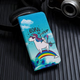 For Redmi Note 8/8 Pro Cellphone Cover Stand Function Wallet Design PU Leather Smartphone Shell Elegant Pattern Printed  Rainbow horse