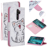 For Redmi Note 8/8 Pro Cellphone Cover Stand Function Wallet Design PU Leather Smartphone Shell Elegant Pattern Printed  Red lip cat