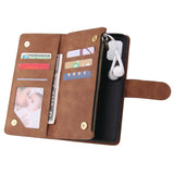 For Samsung A51 Case Smartphone Shell Precise Cutouts Zipper Closure Wallet Design Overall Protection Phone Cover  Brown