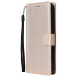 For Redmi NOTE 8 PU Leather Front Putton Protective Phone Case with 3 Cards Bracket Gold