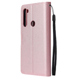 For Redmi NOTE 8 PU Leather Front Putton Protective Phone Case with 3 Cards Bracket Gold