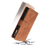 For HUAWEI P30 HUAWEI P30 lite HUAWEI P30 pro Multi-card Bracket Coin Wallet Zipper Mobile Phone PU Leather Phone Case  4 brown