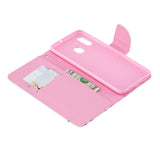 For Samsung A10/A20/A30 Smartphone Case PU Leather Wallet Design Cellphone Cover with Card Holder Stand Available Red lip cat