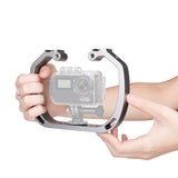 Motion Camera Double Handle Bracket Motion Camera Double Head Hot Boots Fill Light Bracket Double Handle Dive Handheld Stabilizer Silver