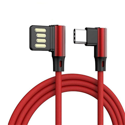 L Shaped Angle Head Type-C Charging Data Transmission Cable Adapter 0.3m for Phone red