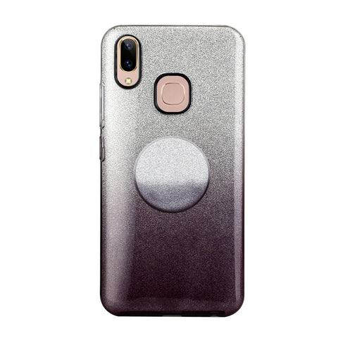 For VIVO Y91/Y93/Y95 with hole/V17/S1 Pro/Y95 Phone Case Gradient Color Glitter Powder Phone Cover with Airbag Bracket black