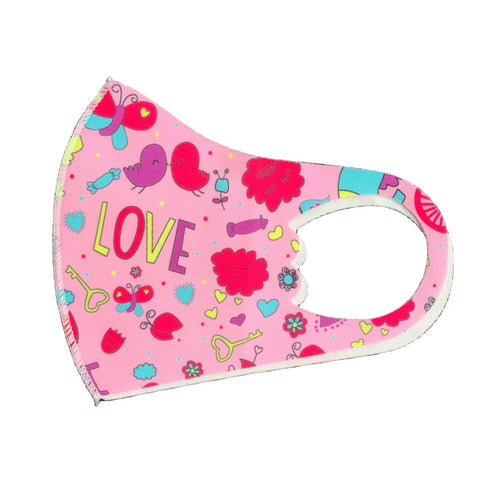 Children's Mask Dust Proof Breathable Washable Cartoon Print Hanging Ear Type Mask love_Packaging-already replaced