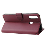 For Samsung A10S A20S Cellphone Cover Mobile Phone Shell Buckle Closure Cards Slots PU Leather Smart Shell with Wallet Overall Protection wine red