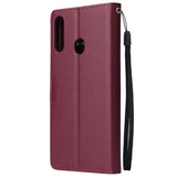 For Samsung A10S A20S Cellphone Cover Mobile Phone Shell Buckle Closure Cards Slots PU Leather Smart Shell with Wallet Overall Protection wine red