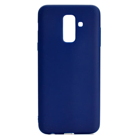for Samsung A6 plus 2018 Lovely Candy Color Matte TPU Anti-scratch Non-slip Protective Cover Back Case Navy