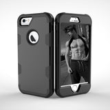 For iPhone 6/6S PC+ Silicone 2 in 1 Hit Color Tri-proof Shockproof Dustproof Anti-fall Protective Cover Back Case black
