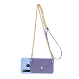 For HUAWEI P20/ P20 Lite/P20 Pro Mobile Phone Cover with Pu Leather Card Holder + Hand Rope + Straddle Rope purple