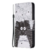 For Redmi Note 8/8 Pro Cellphone Cover Stand Function Wallet Design PU Leather Smartphone Shell Elegant Pattern Printed  Black white cat