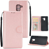 For Samsung J6 2018 PU Cell Phone Case Non-slip Shockproof Protective Case with Card Slot  brown