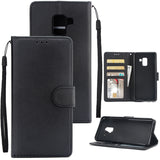 For Samsung J6 2018 PU Cell Phone Case Non-slip Shockproof Protective Case with Card Slot  black