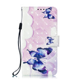 For ASUS ZENFONE MAX Pro M1/ZB601KL/ZB602KL 3D Coloured Painted PU Magnetic Clasp Phone Case with Card Slots Bracket Lanyard Swallowtail butterfly
