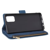 For Samsung A71 Case Smartphone Shell Precise Cutouts Zipper Closure Wallet Design Overall Protection Phone Cover  Blue