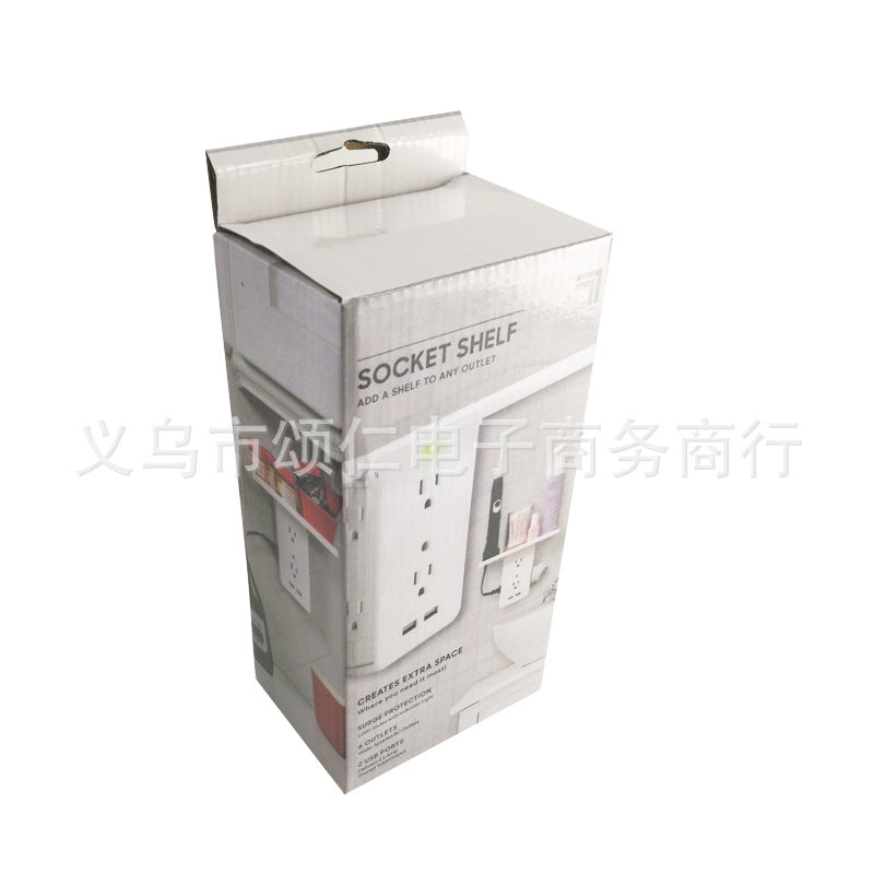 Socket Shelf Multi-function Power Outlet Shelf with Usb Ports Storage Holder white_U.S. regulations