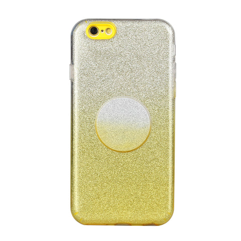 For iphone 6/6S/6 plus/6S plus/7/8/SE 2020 Phone Case Gradient Color Glitter Powder Phone Cover with Airbag Bracket yellow