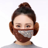 Men Women 2 in 1 Winter Fashion Warm Lace Protect Ears Cycling Windproof Anti-Dust Mouth Face Mask gray