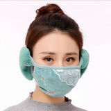 Men Women 2 in 1 Winter Fashion Warm Lace Protect Ears Cycling Windproof Anti-Dust Mouth Face Mask Pink