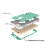 For iPhone 6/6S PC+ Silicone 2 in 1 Hit Color Tri-proof Shockproof Dustproof Anti-fall Protective Cover Back Case Mint green + gray