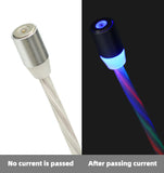 Three Colors Lighting Streamer Magnetic Suction Data Cable 360 Degree Magnetic Suction Data Line Android + typeC + Apple connector 3 in 1