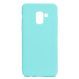 for Samsung A8 2018 Lovely Candy Color Matte TPU Anti-scratch Non-slip Protective Cover Back Case Light blue