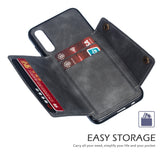 For Samsung A50 Double Buckle Non-slip Shockproof Cell Phone Case with Card Slot Bracket gray