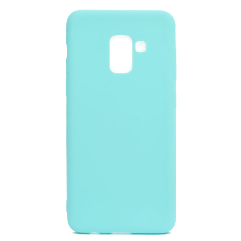 for Samsung A8 2018 Lovely Candy Color Matte TPU Anti-scratch Non-slip Protective Cover Back Case Light blue