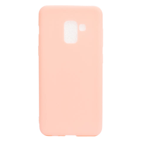 for Samsung A8 2018 Lovely Candy Color Matte TPU Anti-scratch Non-slip Protective Cover Back Case Light pink