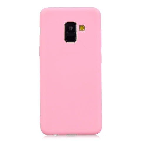 for Samsung A8 2018 Lovely Candy Color Matte TPU Anti-scratch Non-slip Protective Cover Back Case dark pink