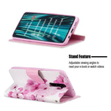 For Redmi Note 8/8 Pro Cellphone Cover Stand Function Wallet Design PU Leather Smartphone Shell Elegant Pattern Printed  peach blossom