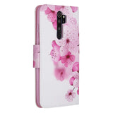 For Redmi Note 8/8 Pro Cellphone Cover Stand Function Wallet Design PU Leather Smartphone Shell Elegant Pattern Printed  peach blossom