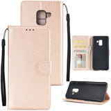 For Samsung J6 2018 PU Cell Phone Case Non-slip Shockproof Protective Case with Card Slot  Golden